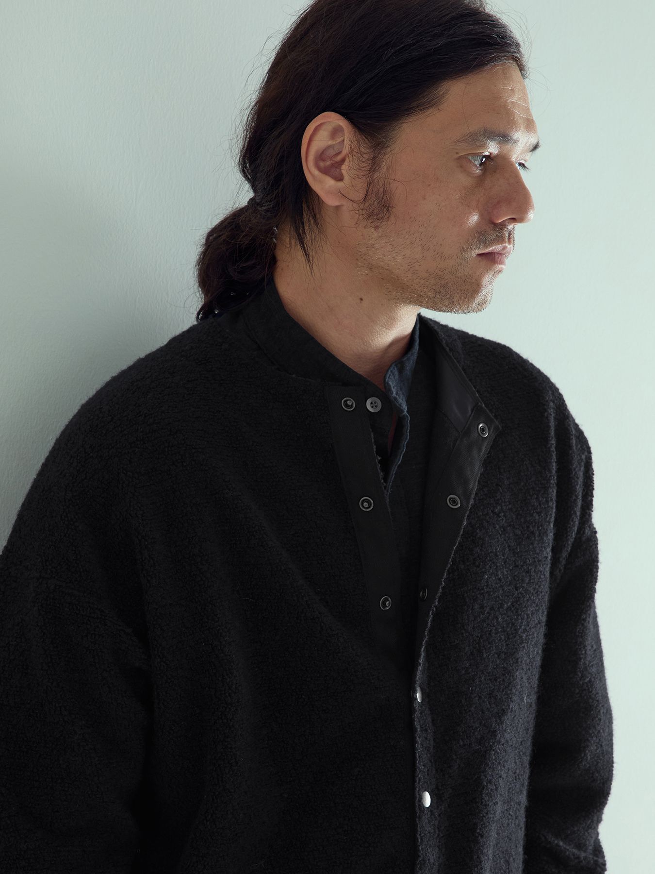 【予約品 】WOOLSNAP / ウールパイル カーディガン / ブラック