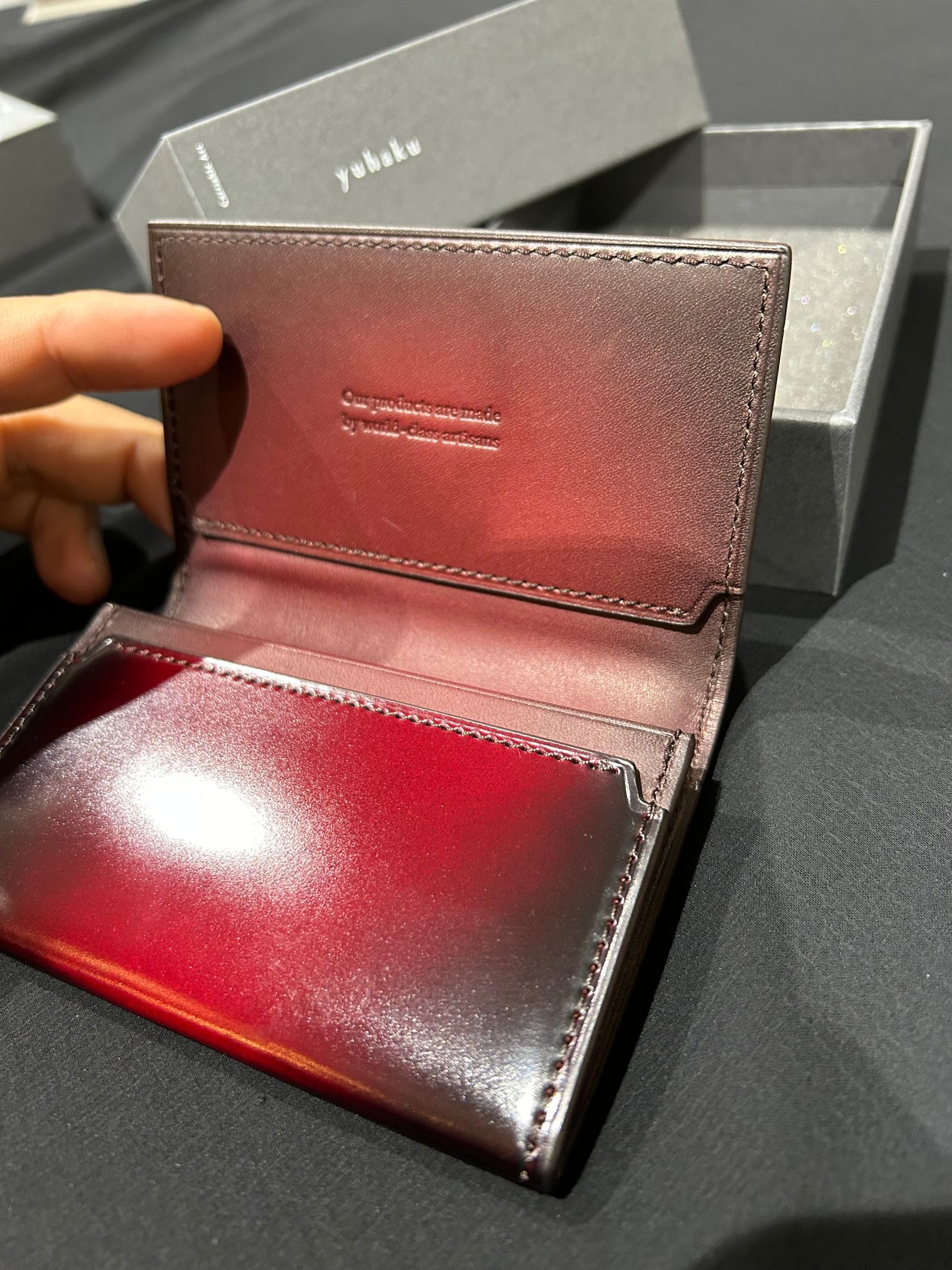 コードバン 名刺入れ 25枚収納YAC161 Wine 【 yuhaku】