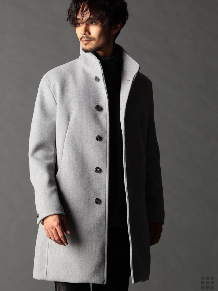 アラカルトハイブリットメルトン スタンドコート ライトグレー 【NICOLE CLUB FOR MEN】
