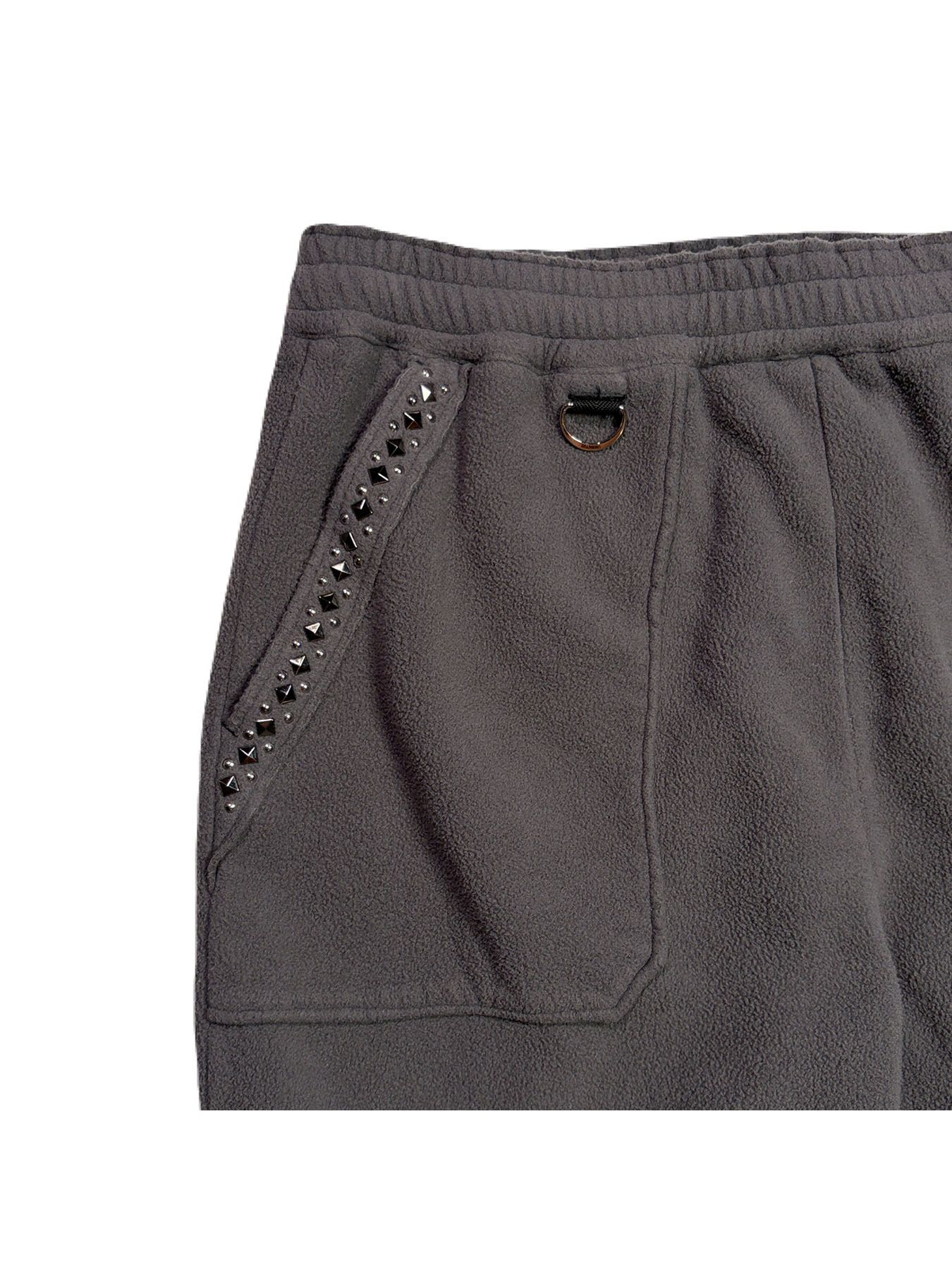 【予約品 3月9日(月) 18:00 締切】FLEECE STUDZ PT CRY / クリスタルクロスガン スタッズ フリース イージーパンツ / グレー