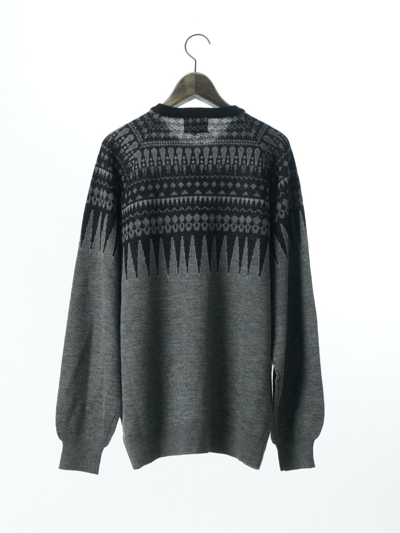 【予約品 】ARROWKNIT / ジャガードニットカーディガン / 杢チャコール×ブラック系