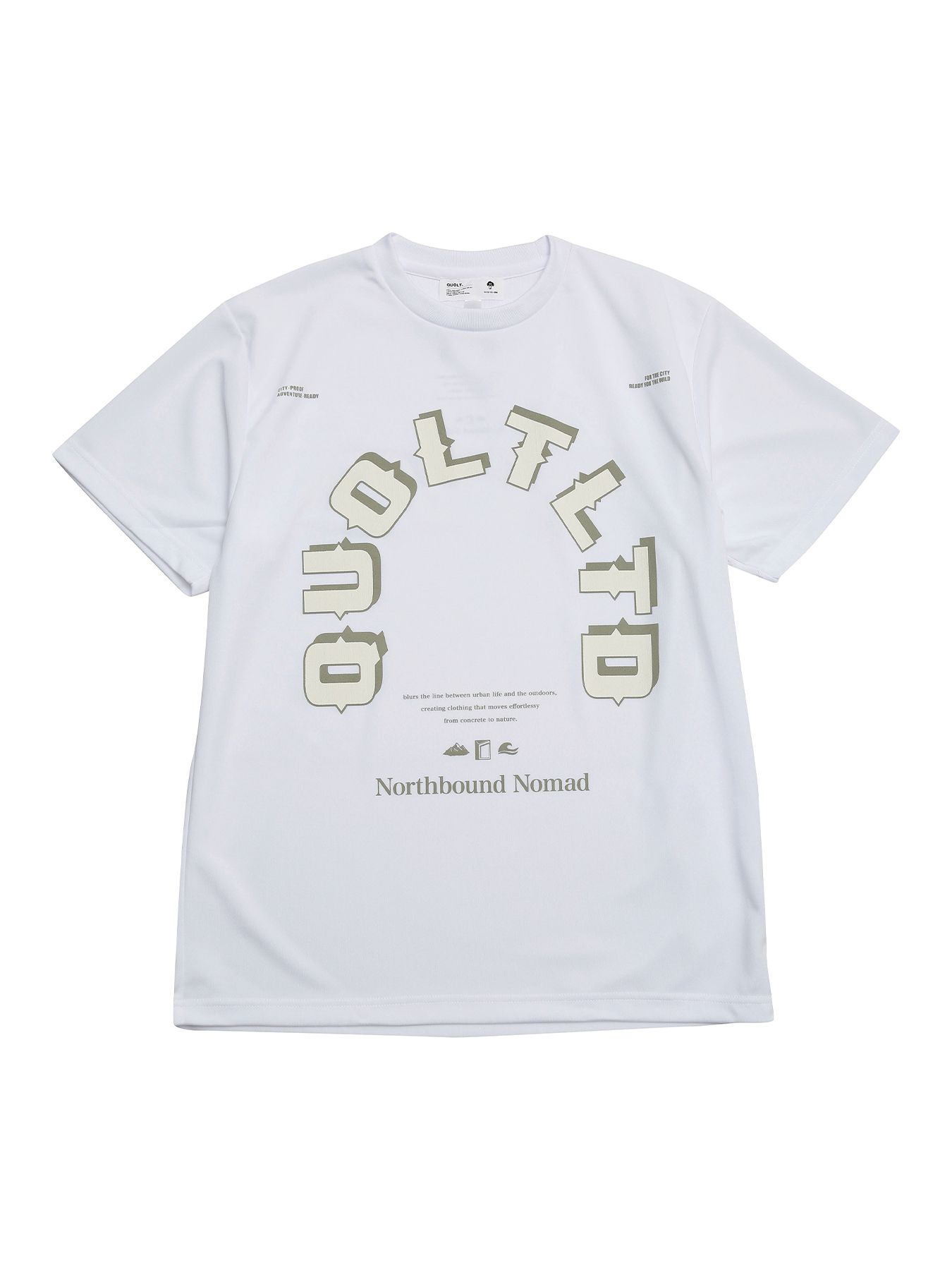 DRY TEE / ロゴプリント ドライメッシュTシャツ / ホワイト【QUOLT】