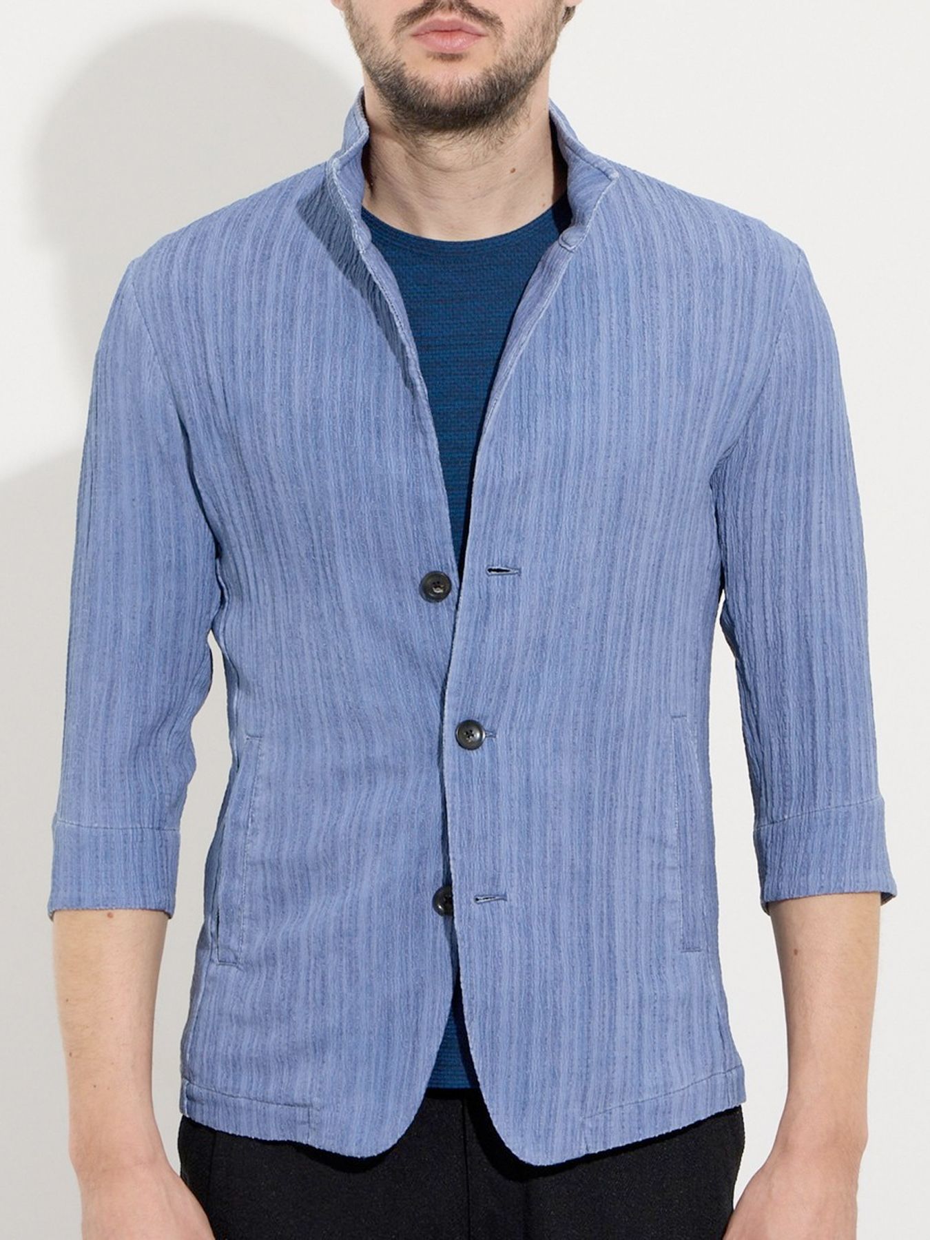 カラープリーツ7分袖ジャケット / ライトグレー【HIDEAWAYS NICOLE】