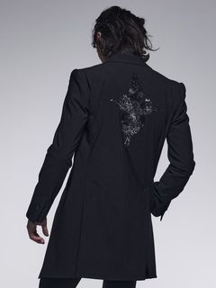 《予約品》 LongJacket / 背中スワロフスキー装飾ロングジャケット / ブラック 【kiryuyrik】 9月以降入荷予定