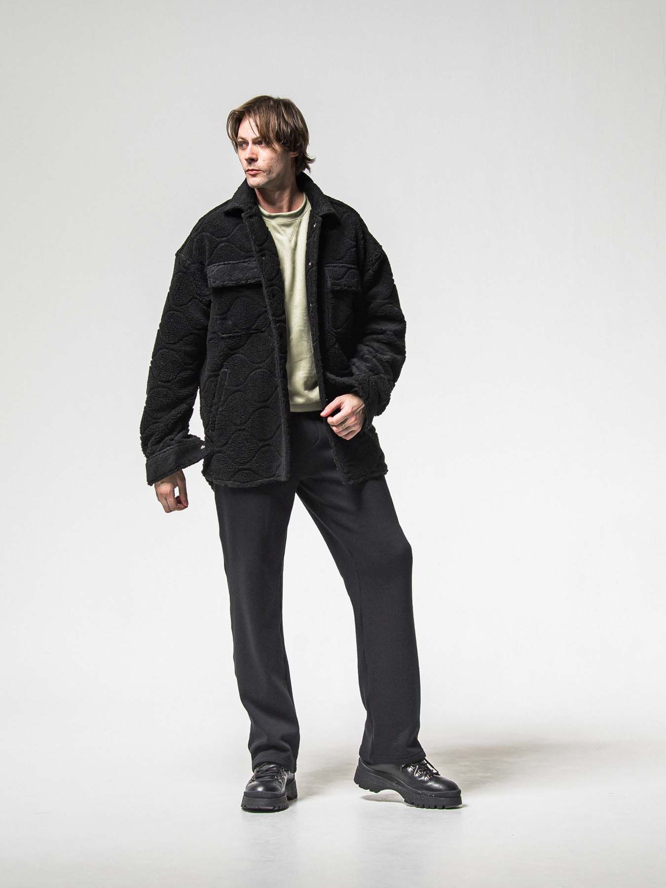 【予約品 8月31日(日) 締切】 VELOURS FLEECE WIDE TUCK PANTS / ベロアフリース ワイドタックパンツ / ブラック