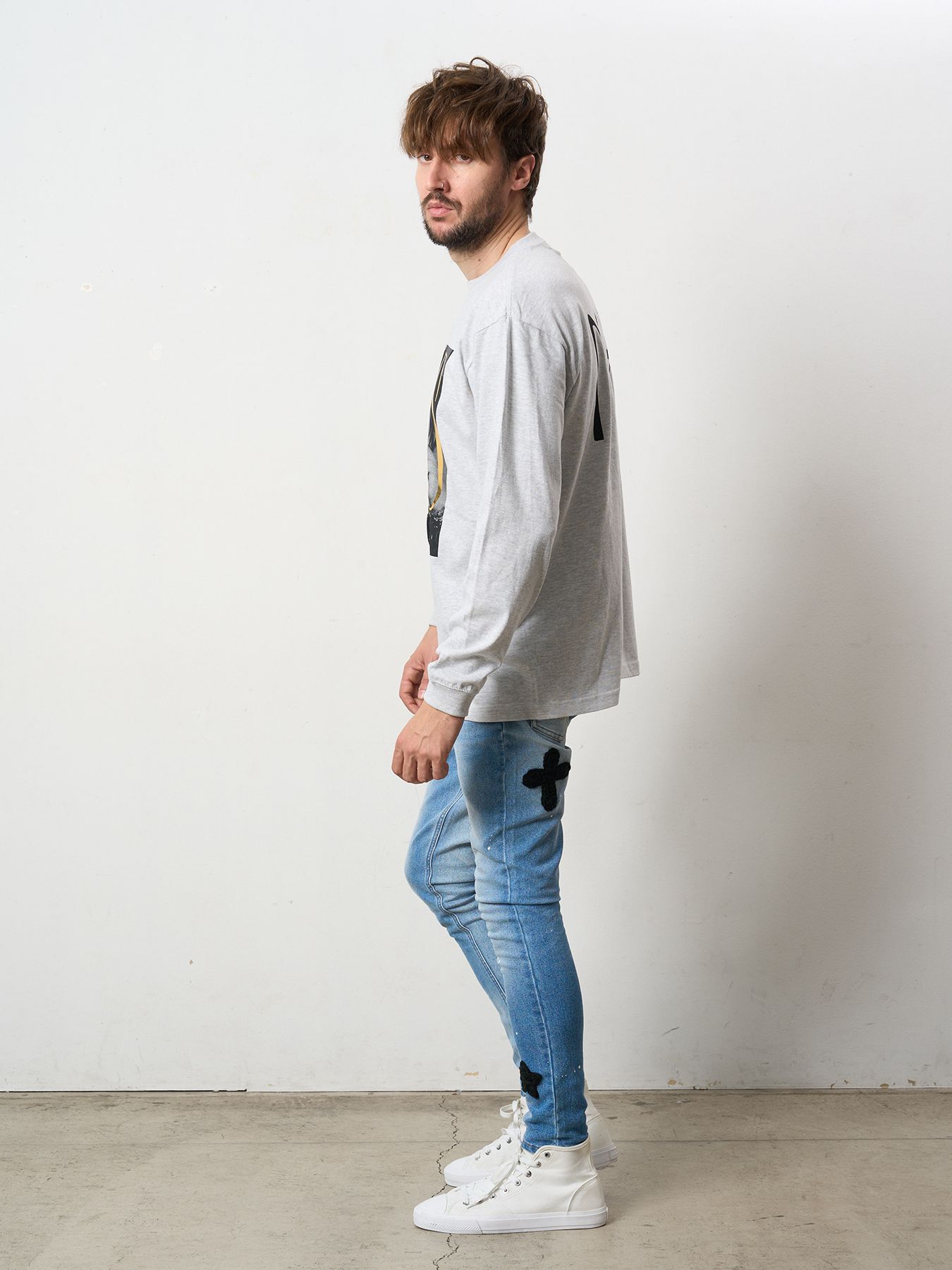 【予約品 5月8日(木) AM10時 締切】 5.6ozコットン天竺 80S QUEEN シークインLS Tシャツ / アッシュ
