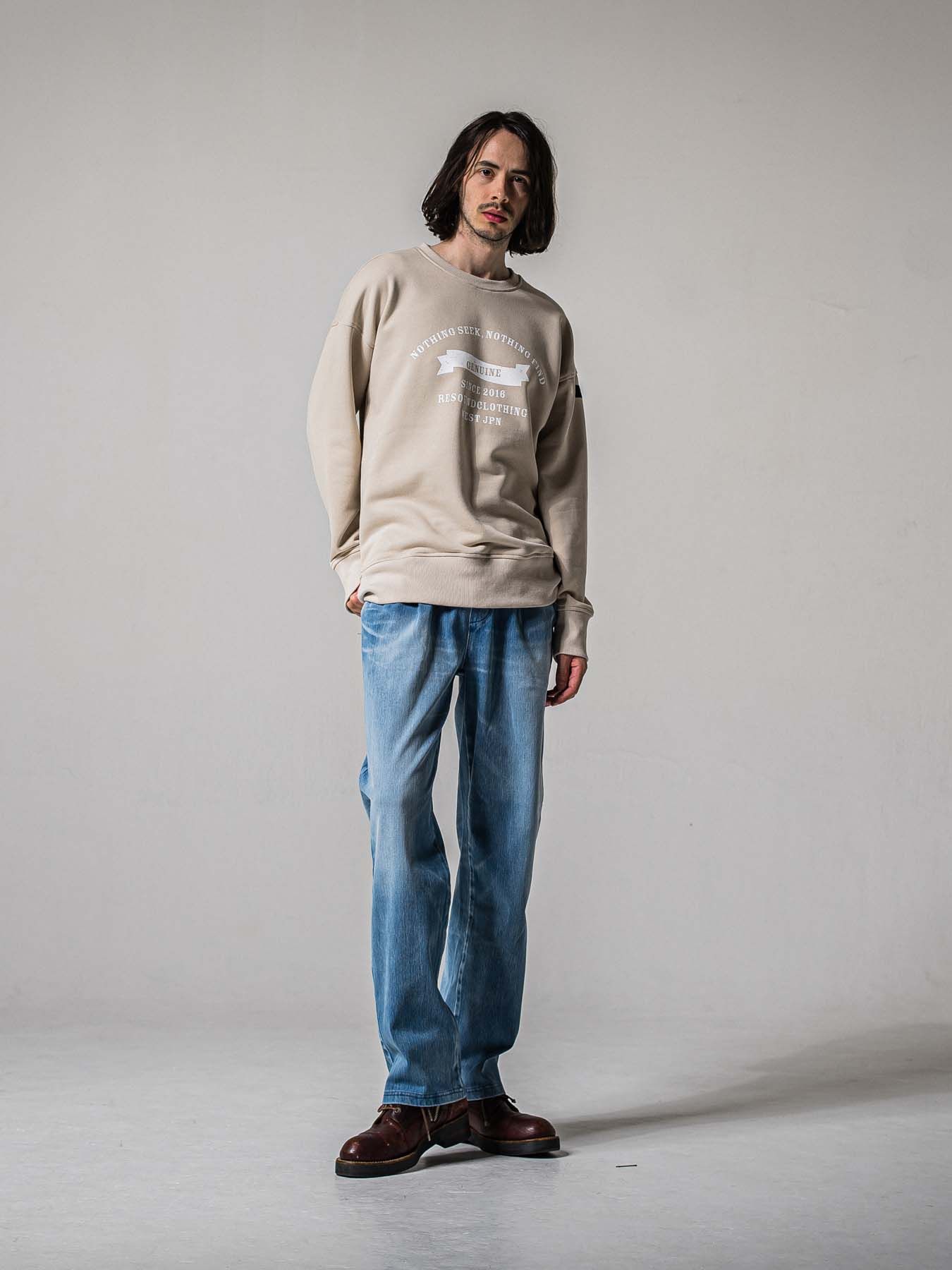 【予約品 11月16日(日) 締切】DENIM JERSEY WIDE PT / デニムジャージ セミワイドシルエット ワンタックイージーパンツ / ライトインディゴ