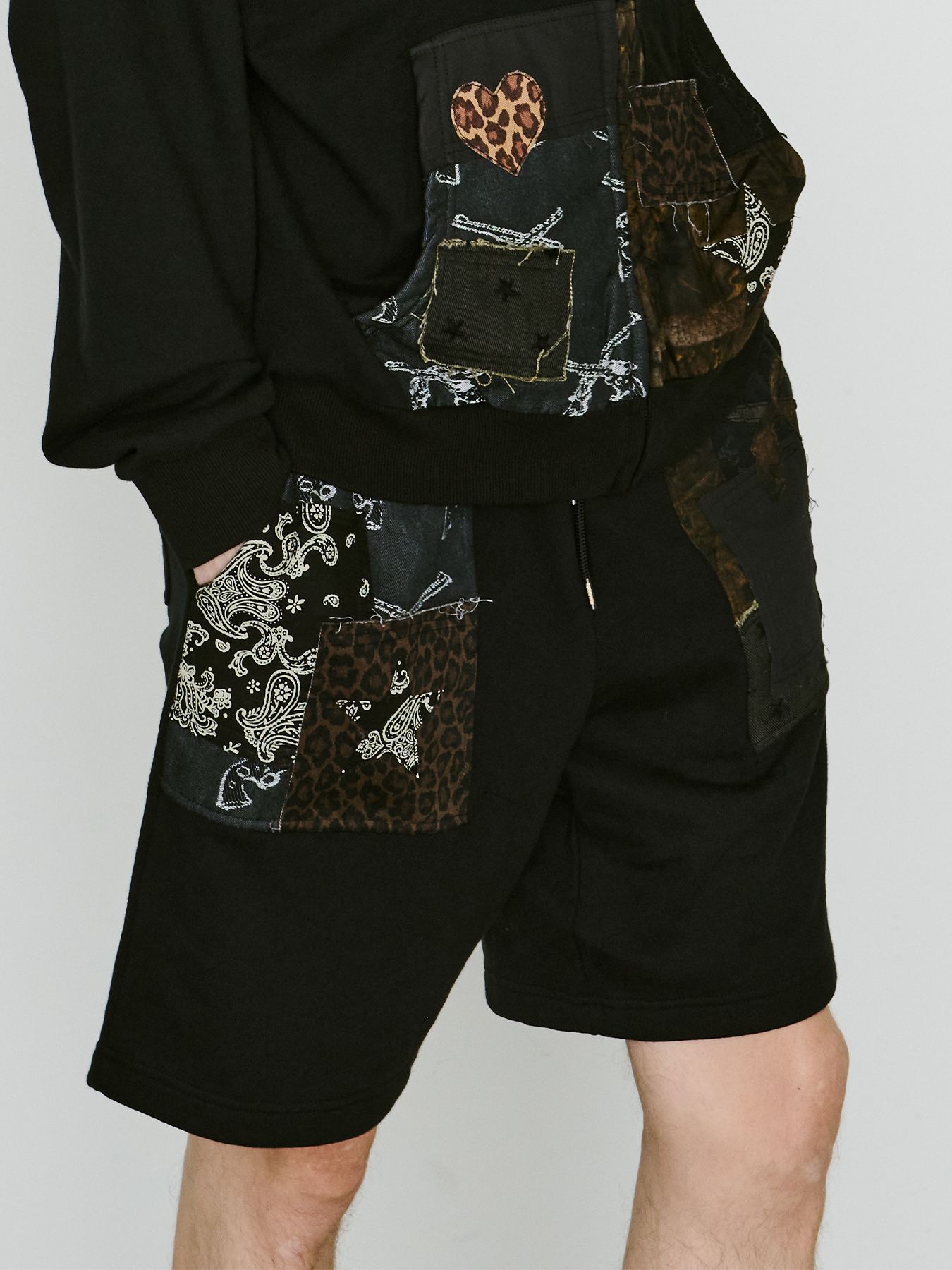 【予約品 8月10日(日) 締切 】PATCH WORK SHORTS / パッチワーク ショーツ / ブラック