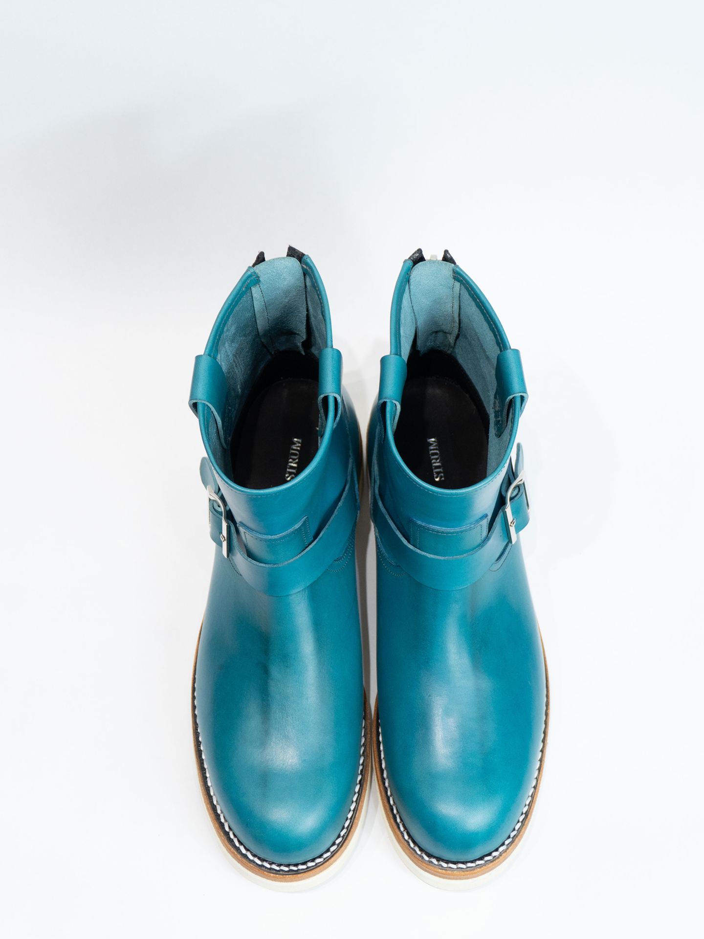 【予約】イタリアン ダブルショルダー ショートエンジニアブーツ  STB010-01 [ ：MATILDA （マチルダ）]  COLOR：TURQUOISE（【STRUM】