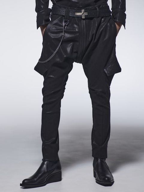 《予約品》 SaruelCargoPants / コーティングブラックカーゴパンツ / ブラック 【kiryuyrik】 10月以降入荷予定