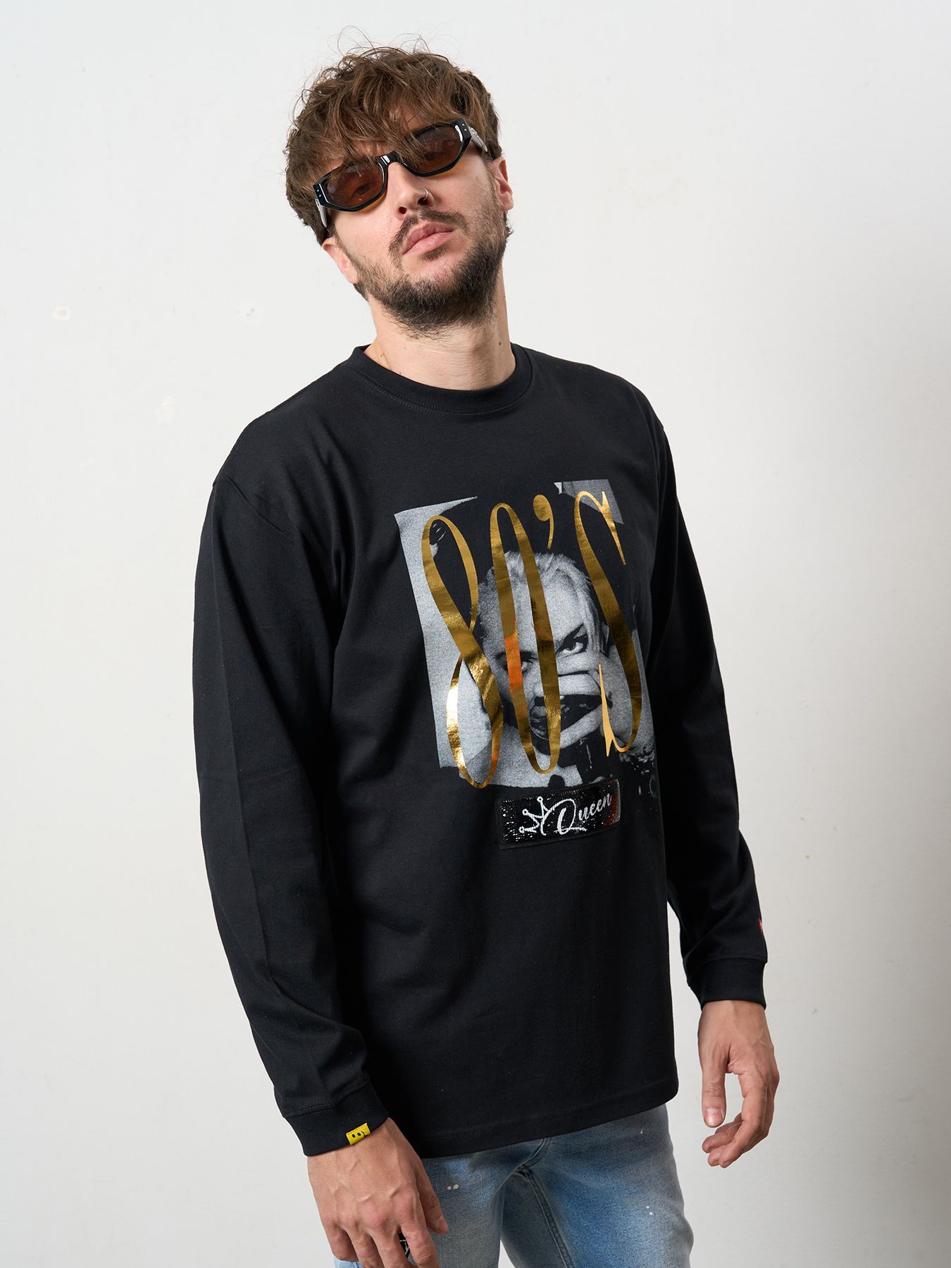 【予約品 5月8日(木) AM10時 締切】 5.6ozコットン天竺 80S QUEEN シークインLS Tシャツ / ブラック