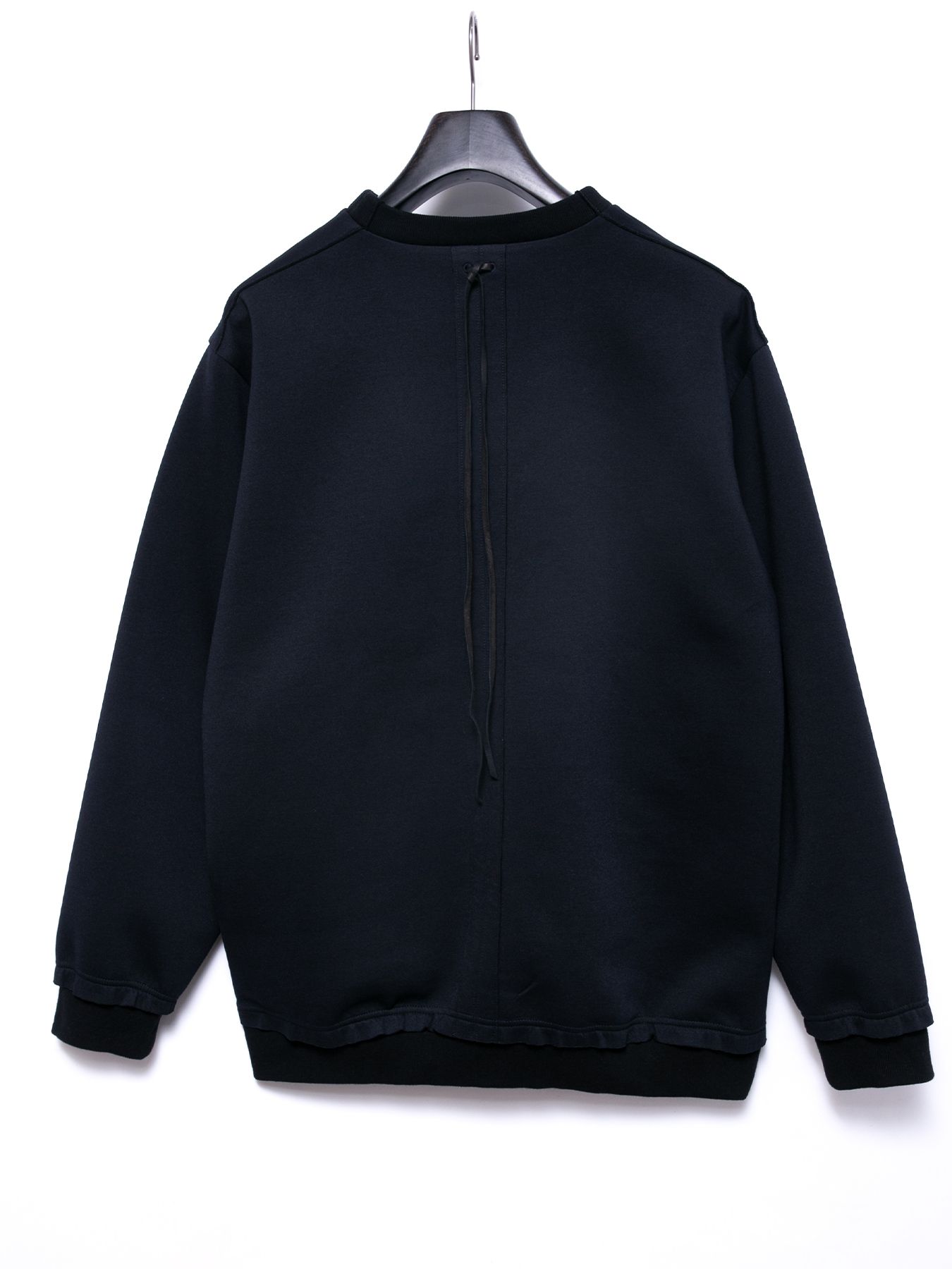 【予約品 4月6日(月) 締切】Three-layer Stretch Cardboard Knit Crew Neck Sweatshirt / スリーレイヤー ダンボールニット クルーネック スウェット / ブラック