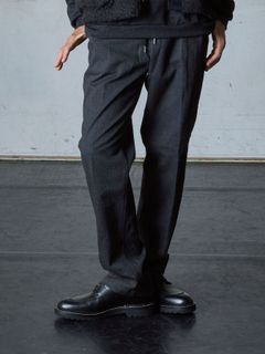 【予約品 6月2日(月) AM10時 締切】ZEUSSTRETCH / ワイドトラウザーズ / 杢チャコール