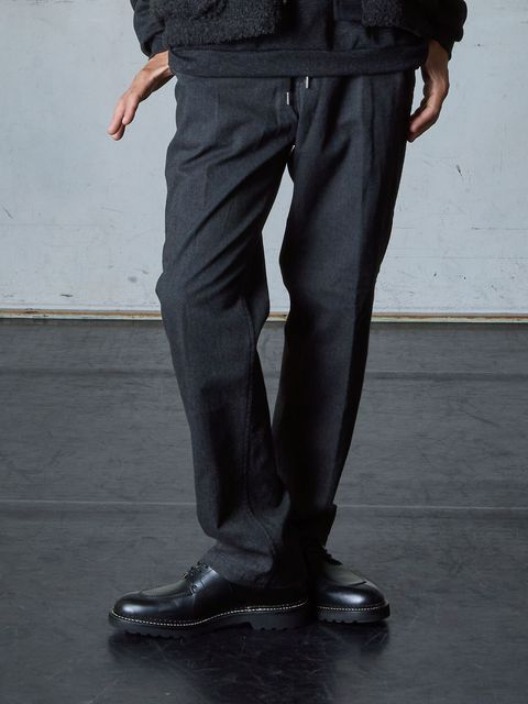 【予約品 6月2日(月) AM10時 締切】ZEUSSTRETCH / ワイドトラウザーズ / 杢チャコール
