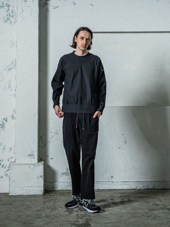 《予約11月17日19時締め》  DENIM JERSEY loose trainer / トレーナー / ブラック
