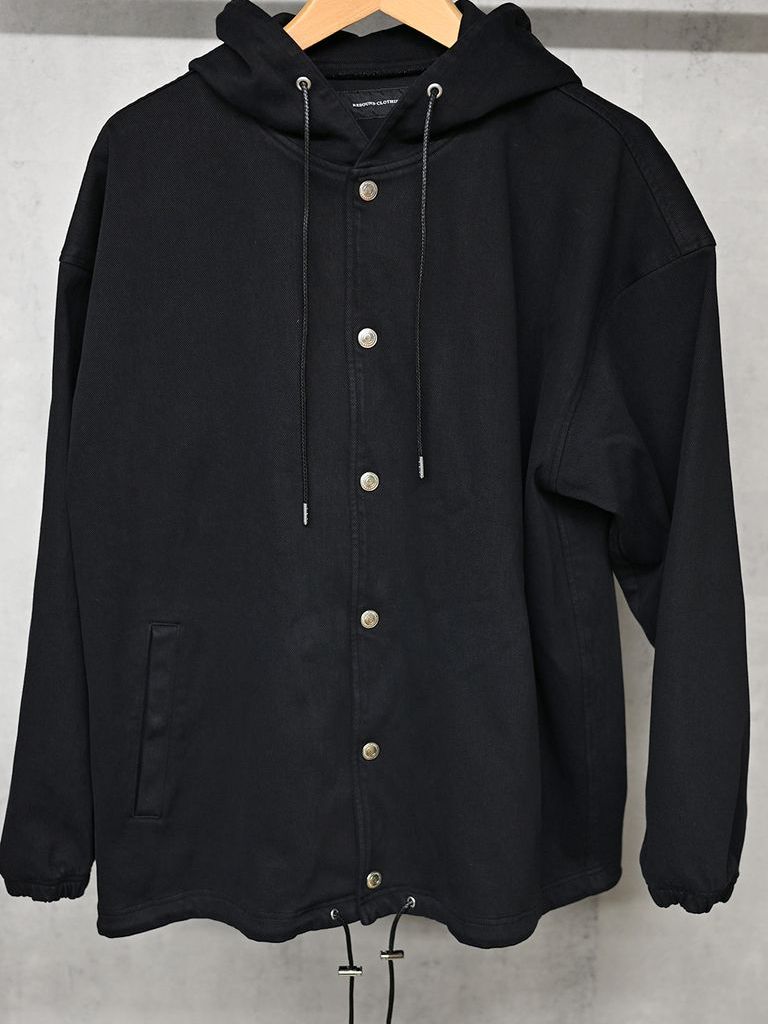 《予約11月17日19時締め》 DENIM JERSEY  coach hoodie / ジャケットパーカー / ブラック