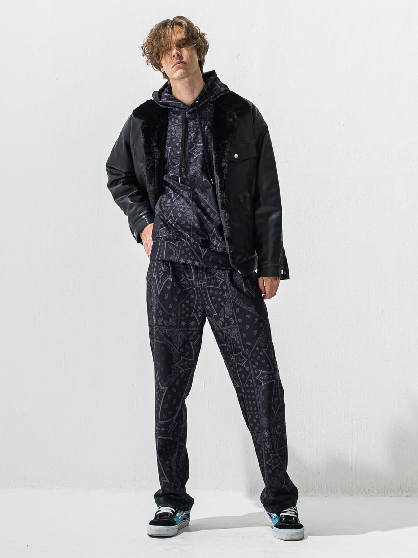 【予約品 9月6日(日) 締切】OVER HOODIE / トリコット オーバーパーカー / クロスブラック