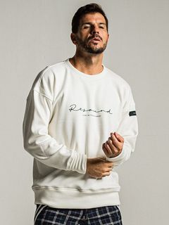 《予約9月1日18時締め》 handwriting rogo  velours fleece drop trainer  / ルーズトレーナー / ホワイト