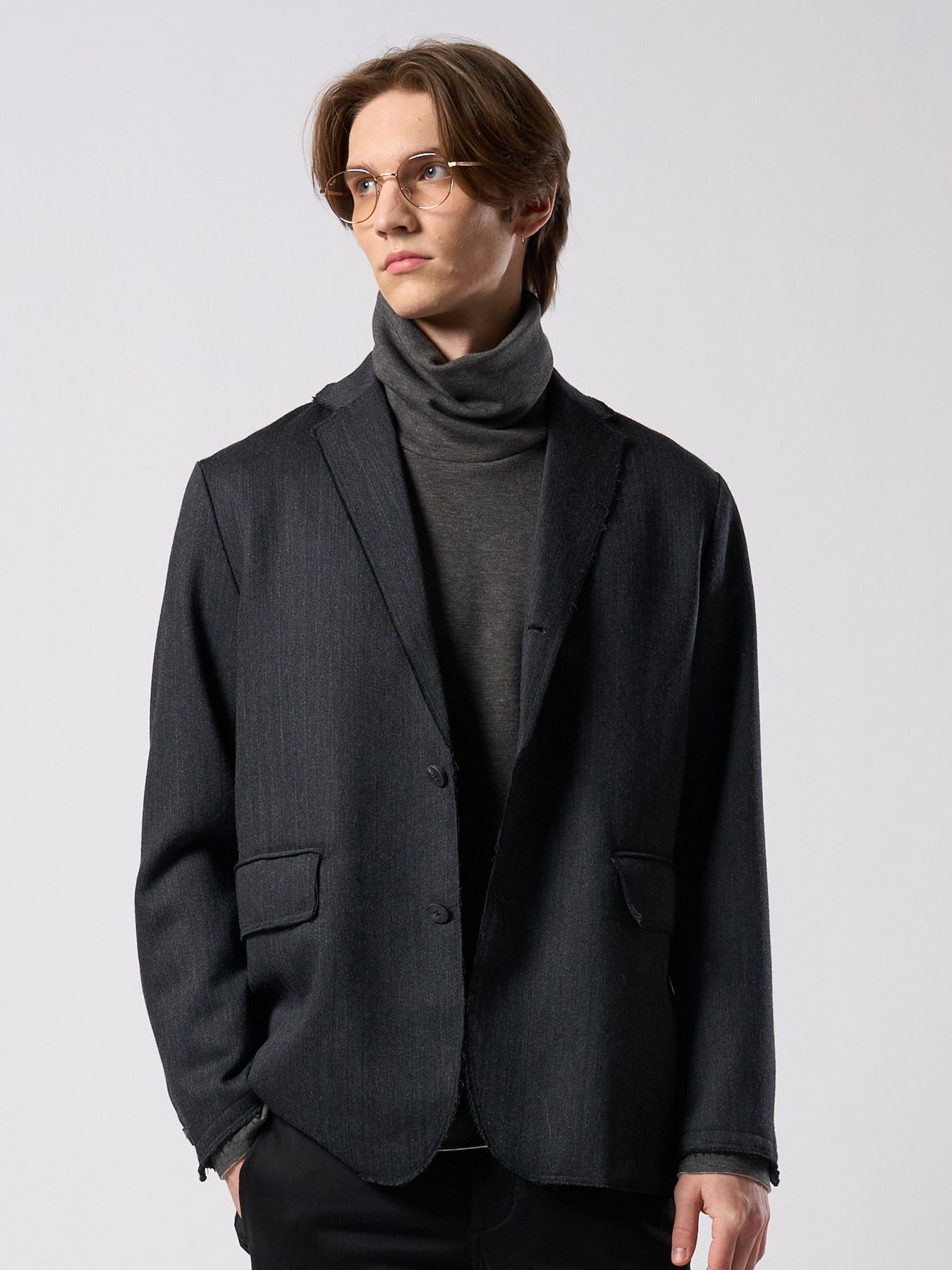 【予約品 4月19日(日) 18時締切】venetian stripe single jacket / ヴェネツィアン ストライプ シングルジャケット / チャコール