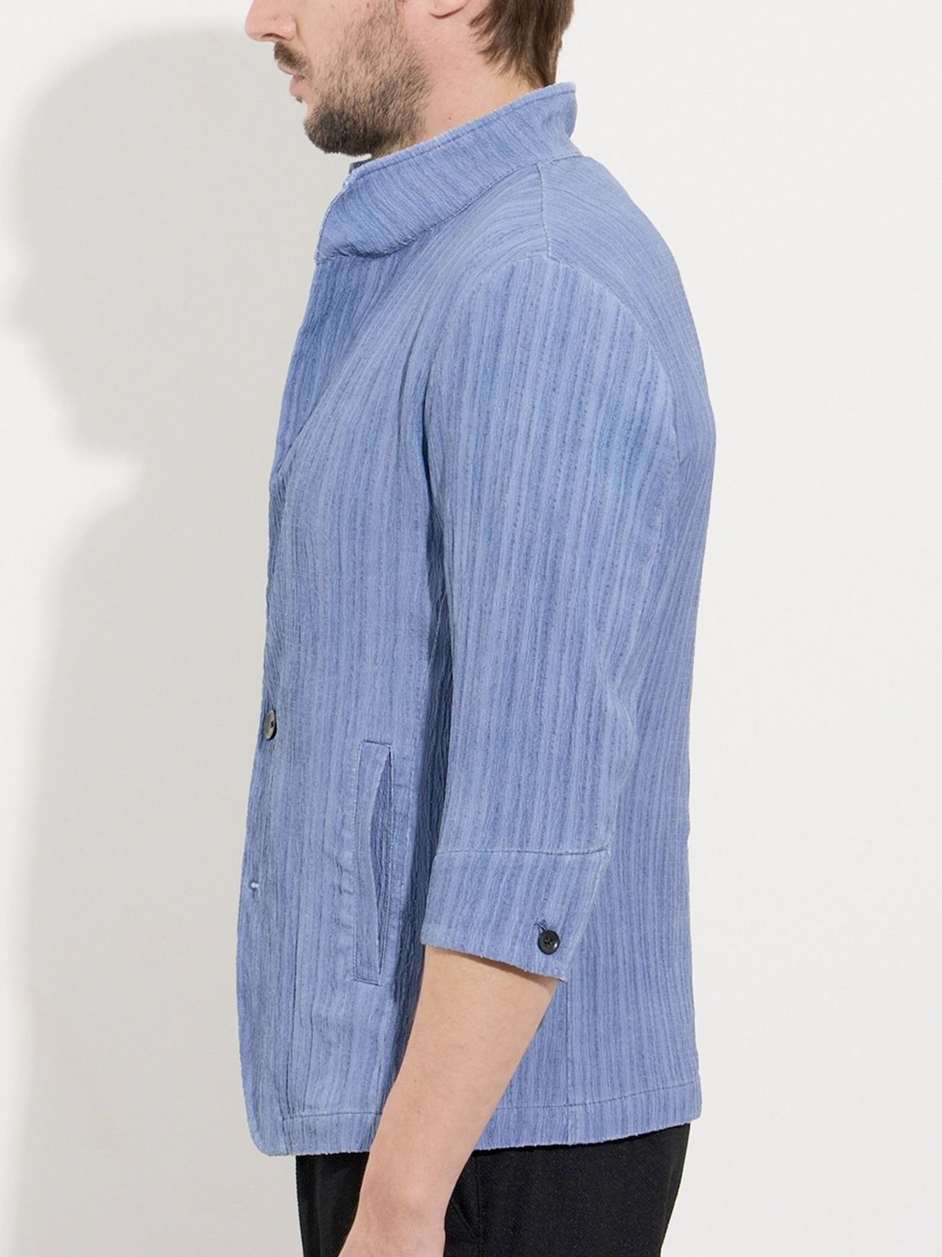 カラープリーツ7分袖ジャケット / ライトグレー【HIDEAWAYS NICOLE】