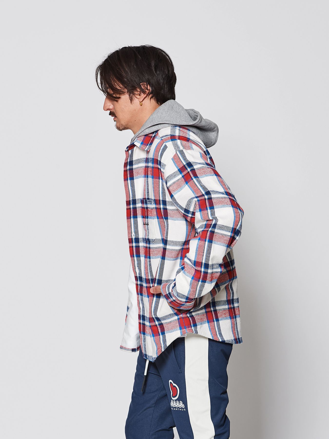 【予約品 】muta Hooded Flannel Shirts / フードシャツジャケット / ホワイト【Acanthus × muta MARINE】