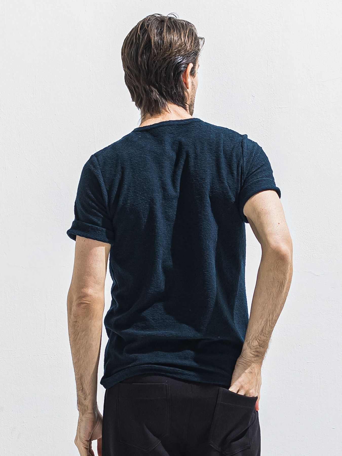 【予約品 2月15日(日) 18:00 締切】PILE ROLL UP TEE / パイルロールアップTシャツ / ネイビー