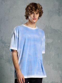 【予約品 1月25日(日) 締切】back-spray dye S/S / バックスプレー加工 ショートスリーブ / フェードブルー