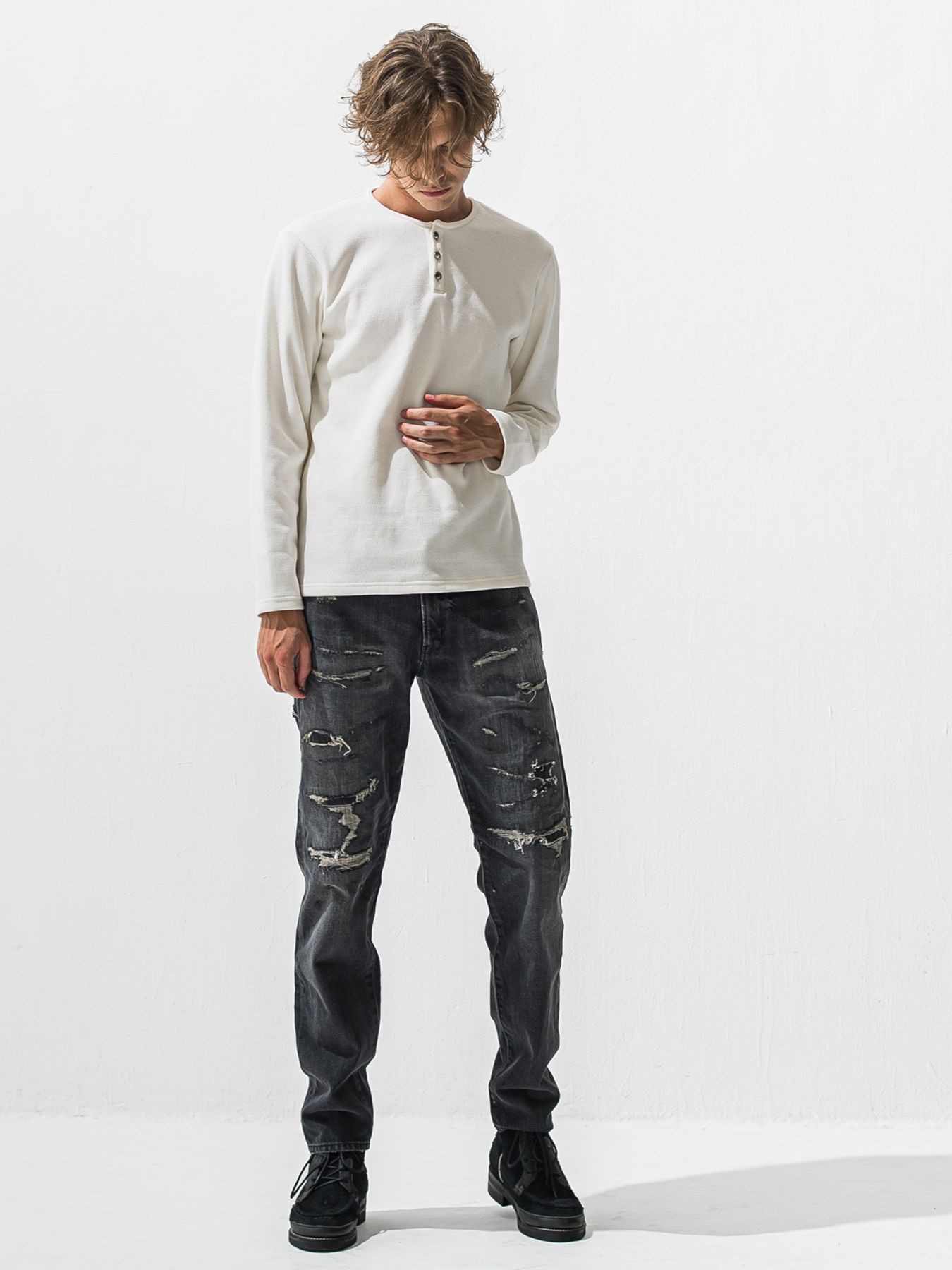 【予約品 9月6日(日) 締切】SCOTT JEANS / ライトオンスヴィンテージジーンズ / ブラック ユーズド