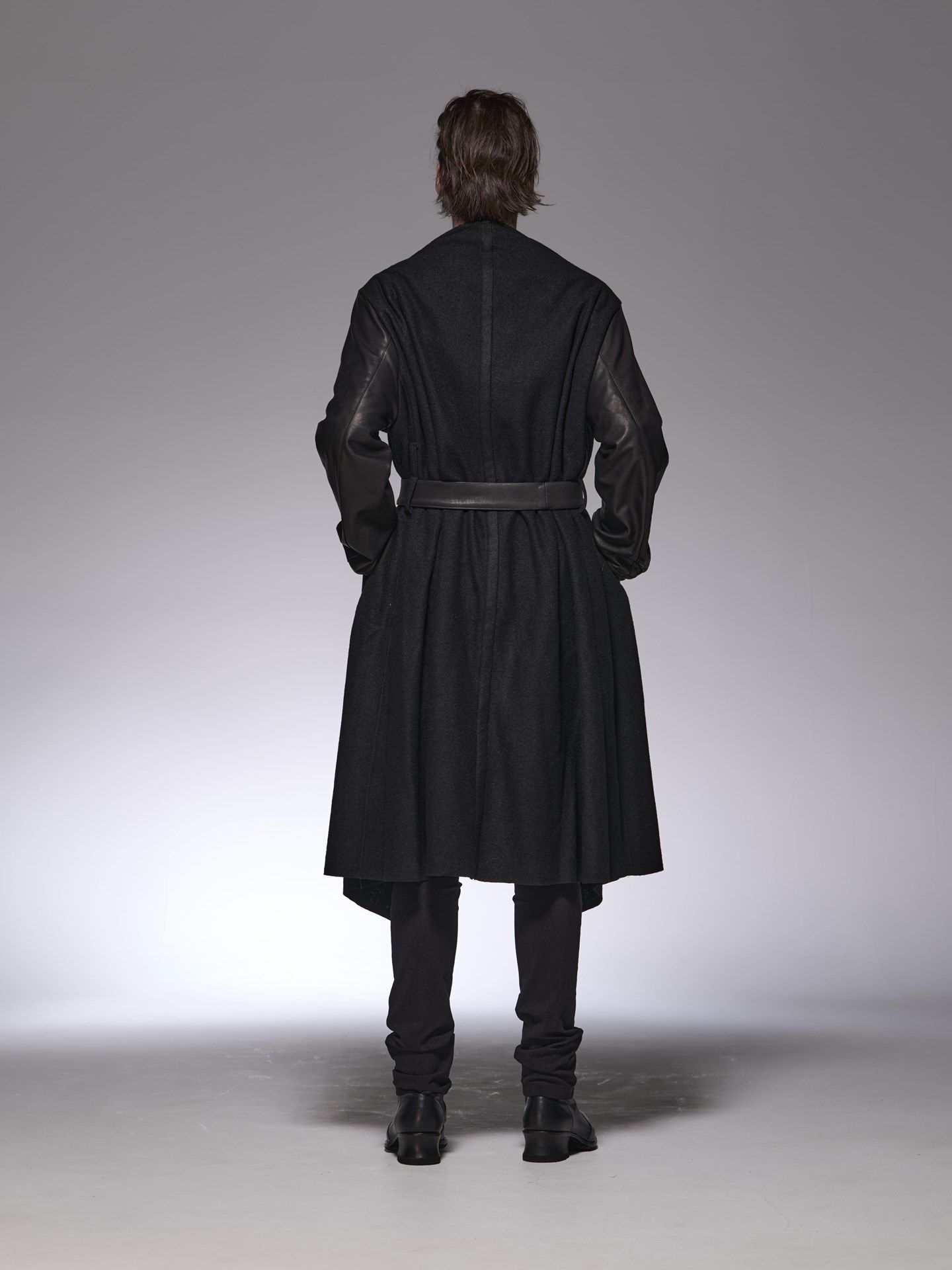 《予約品》 WrapCoat /袖革 ラップコート / ブラック