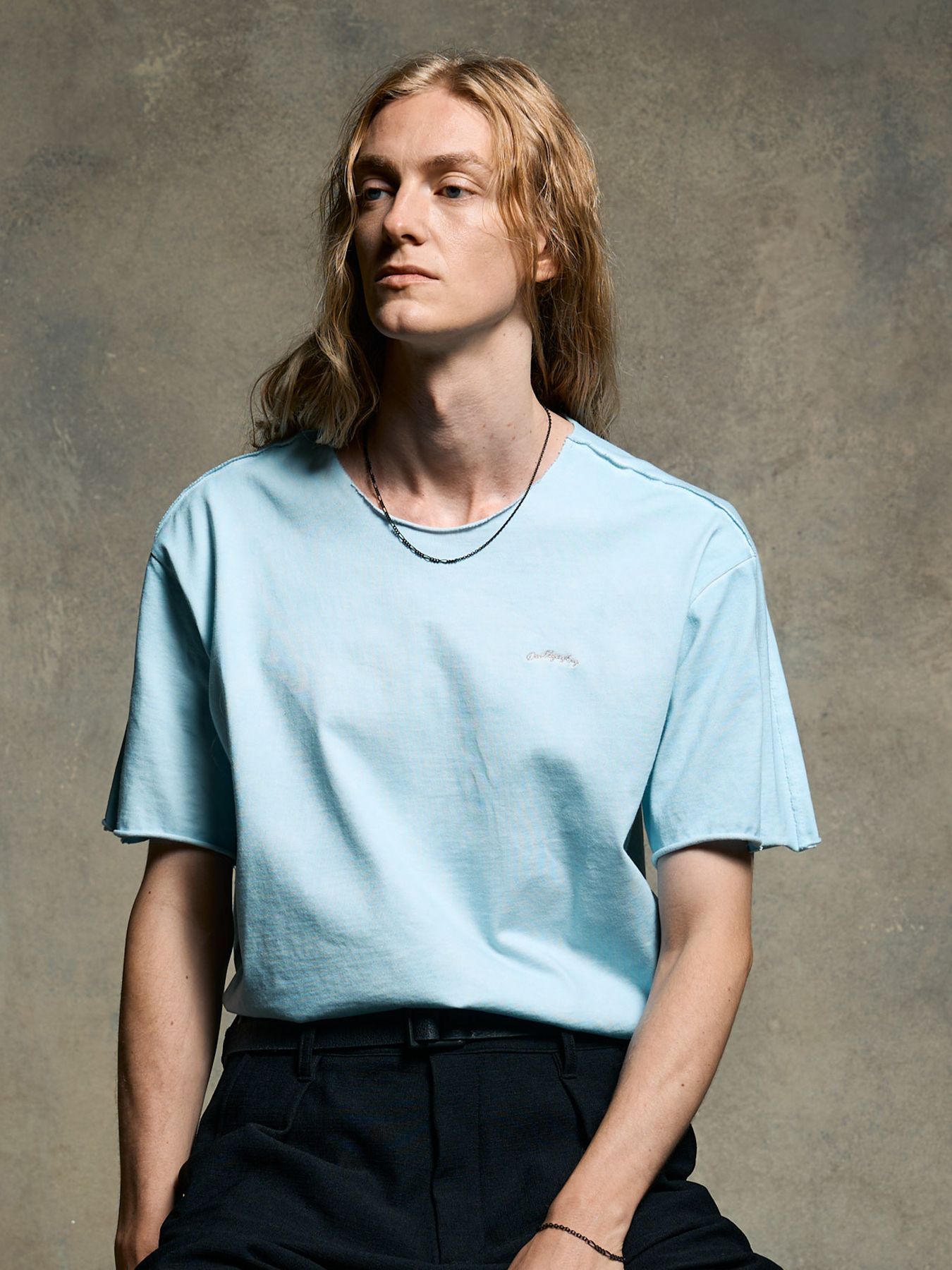 【予約品 9月23日(火) 締切】tight jersey cut-off S/S / タイトジャージ カットオフ ショートスリーブ / アイスブルー