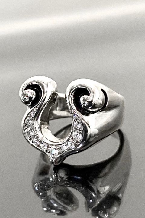 《受注生産》 RHYTHMIC HORSESHOE RING with DIAMOND ダイヤモンド リング 【GOD SIZE】 注文から2-4週間後入荷予定