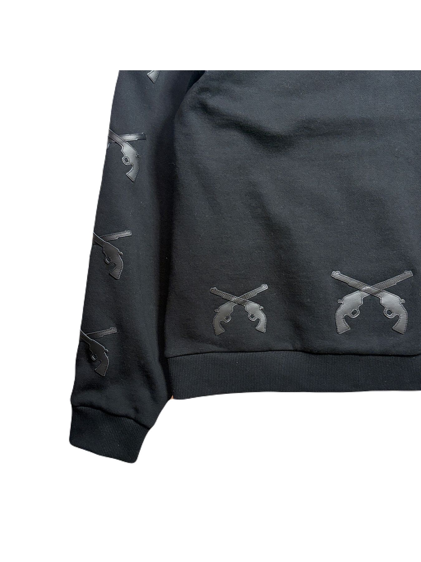 【予約品 3月9日(月) 18:00 締切】LEATHER PATCH HOODIE / レザーパッチ ジップフーディ / ブラック