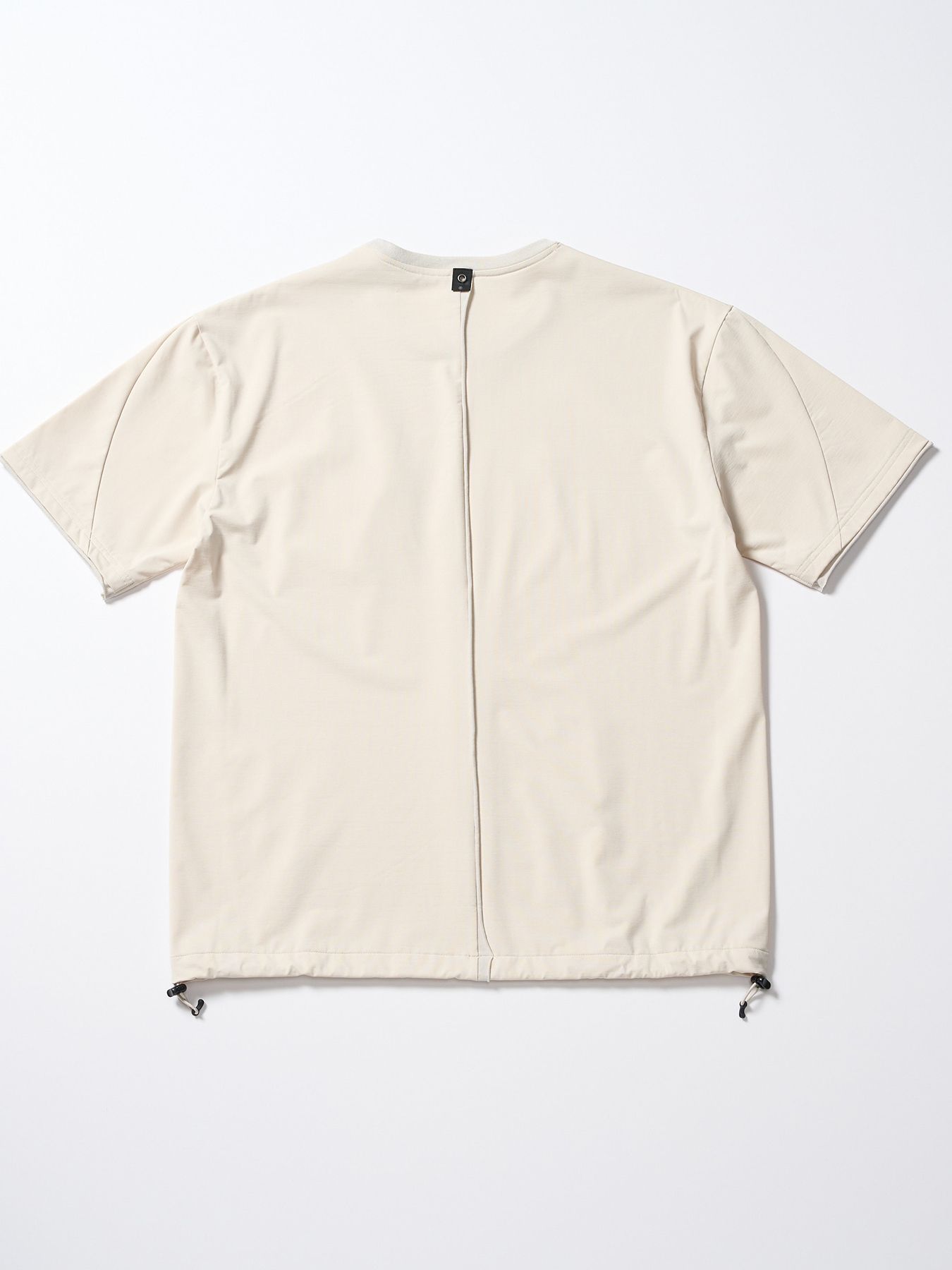 【予約品 1月25日(日) 締切】drawstring leather pocket S/S / ドローストリング レザーポケット ショートスリーブ / ライトベージュ