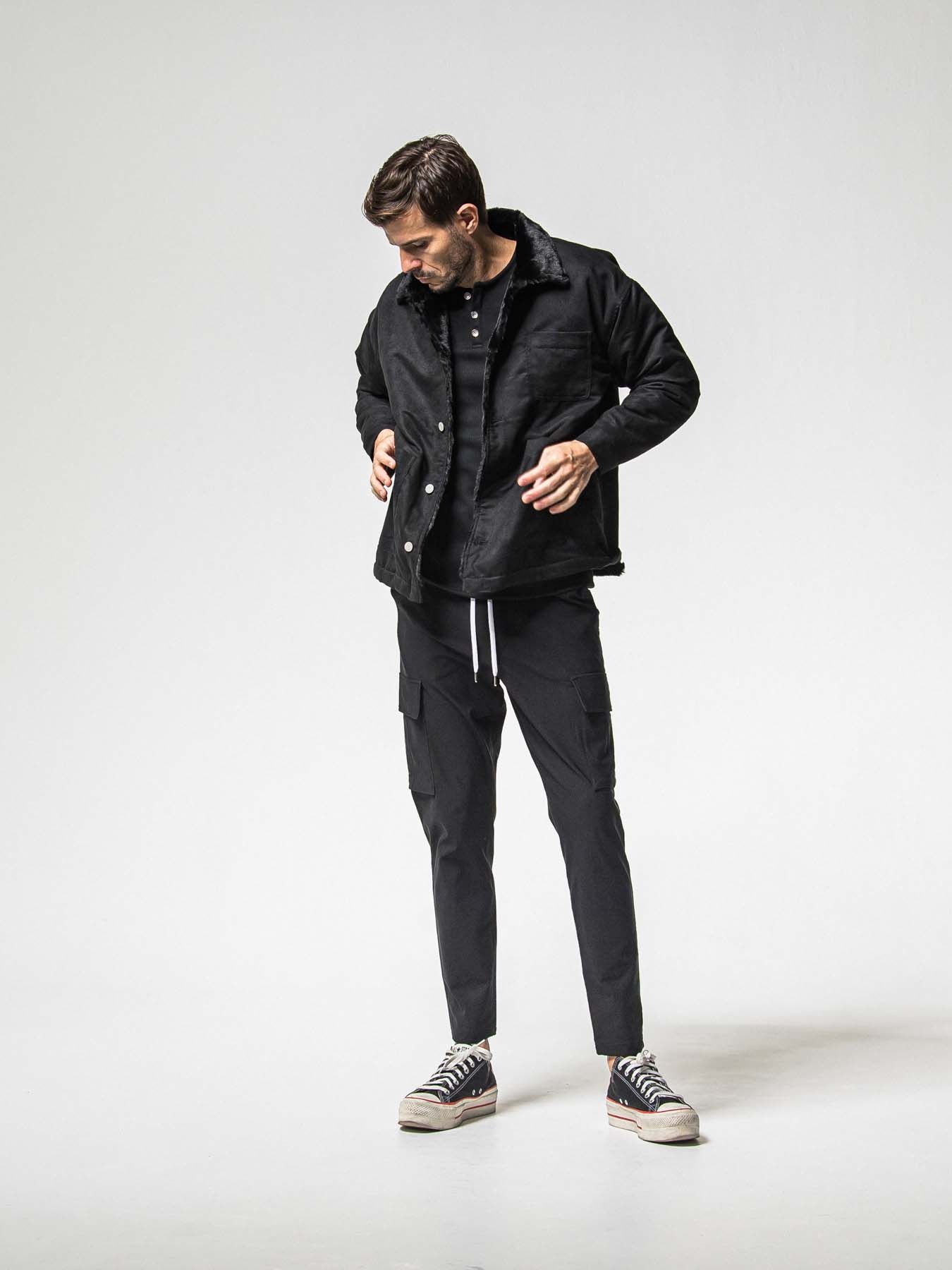【予約品 】SUEDE FUR CAVER ALL / スウェードファーカバーオール / ブラック