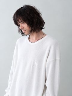 WOOLTHERMAL-TEE embroidery / アイコン刺繍 ローリングネックTシャツ / ホワイト