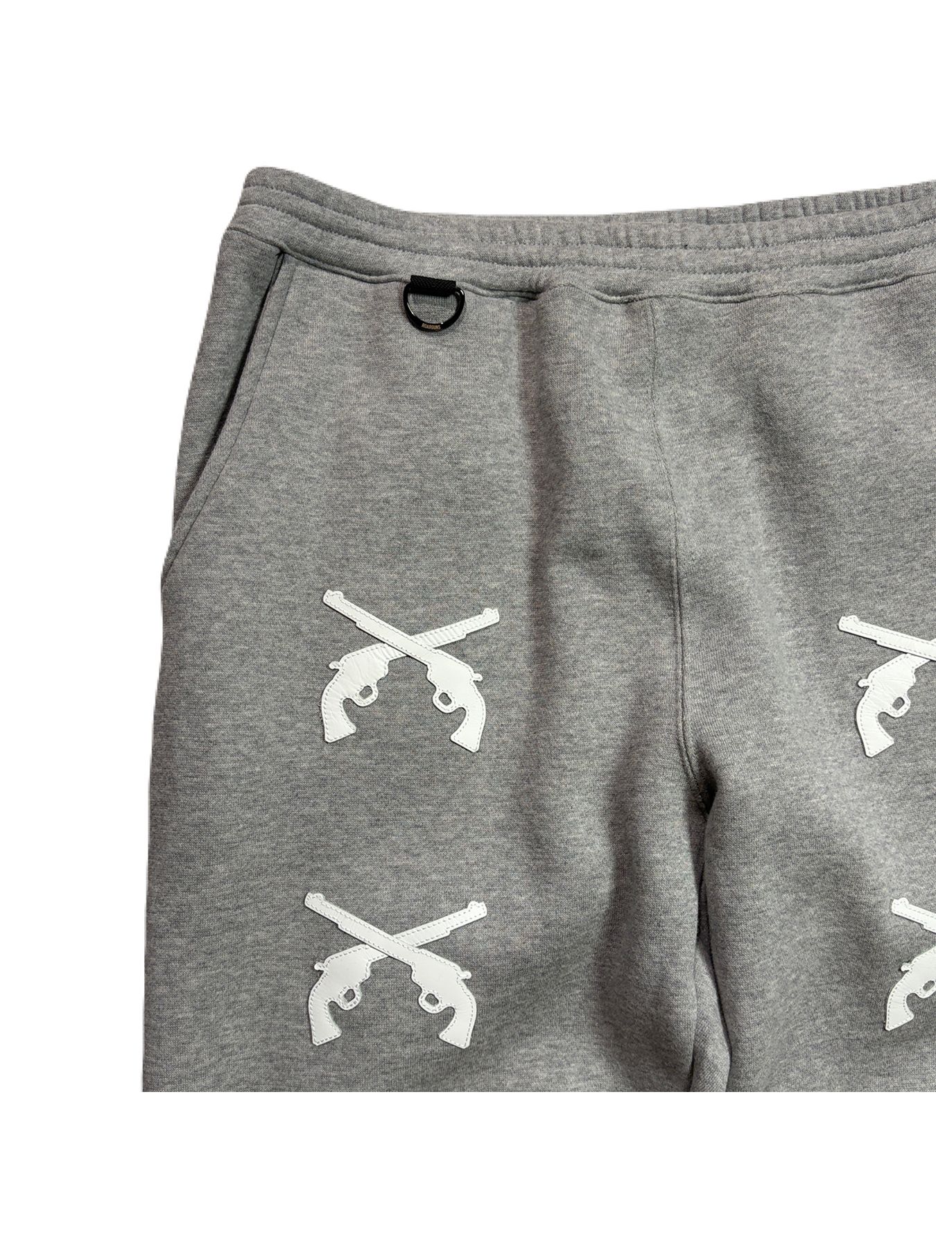 【予約品 3月9日(月) 18:00 締切】LEATHER PATCH PANTS / レザーパッチ スウェットパンツ  / グレー