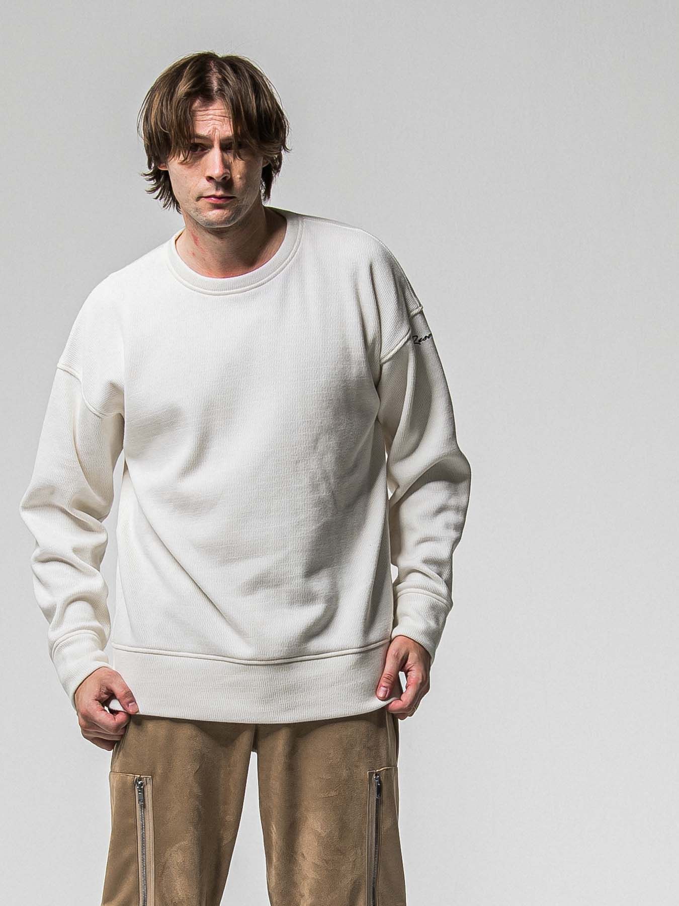 【予約品 8月31日(日) 締切】VELOURS FLEECE THERMAL LOOSE TRAINER / ベロアフリース サーマル ルーズトレーナー / ホワイト