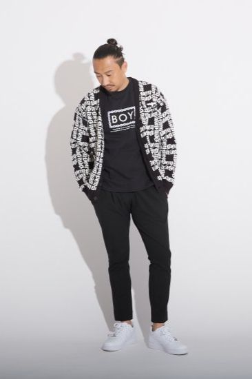 BOY LOGO PATTERNED KNIT CARDIGAN/ ブラック 【BOY LONDON】