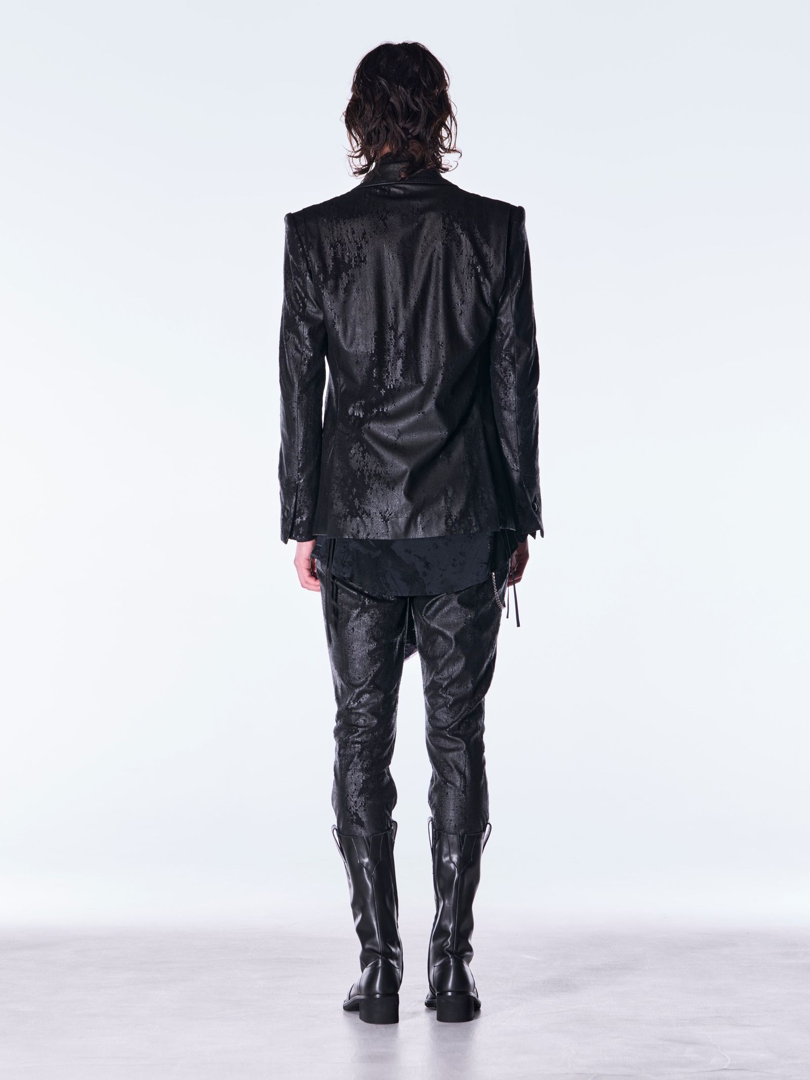 【予約品 6月29日(月) 締切】Cross Dot Fleece Boots Cut Slacks / ブーツカット スラックス / ブラック