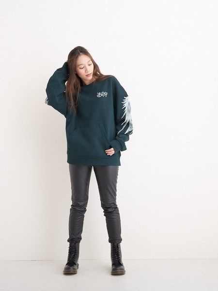 WING SLEEVE CREW NECK SWEAT / GREEN 【BOY LONDON】