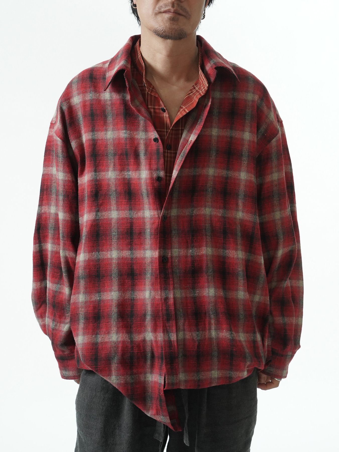 【予約品 5月27日(水) 締切】DOUBLE-SHIRTS / レイヤードシャツ / レッド系