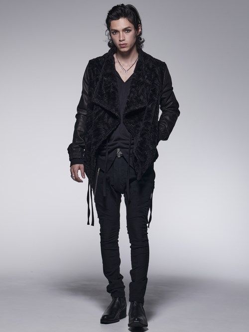 《予約品》 RapelShortJacket / 袖革ボアラペルジャケット / ブラック 【kiryuyrik】