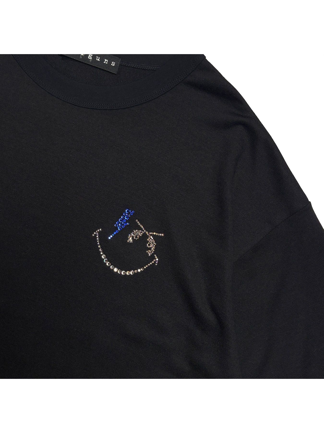 【予約品 3月9日(月) 18:00 締切】WO/JER S/TEE SMI/SWA / ウールジャージ スワロフスキー スマイル Tシャツ / ブラック