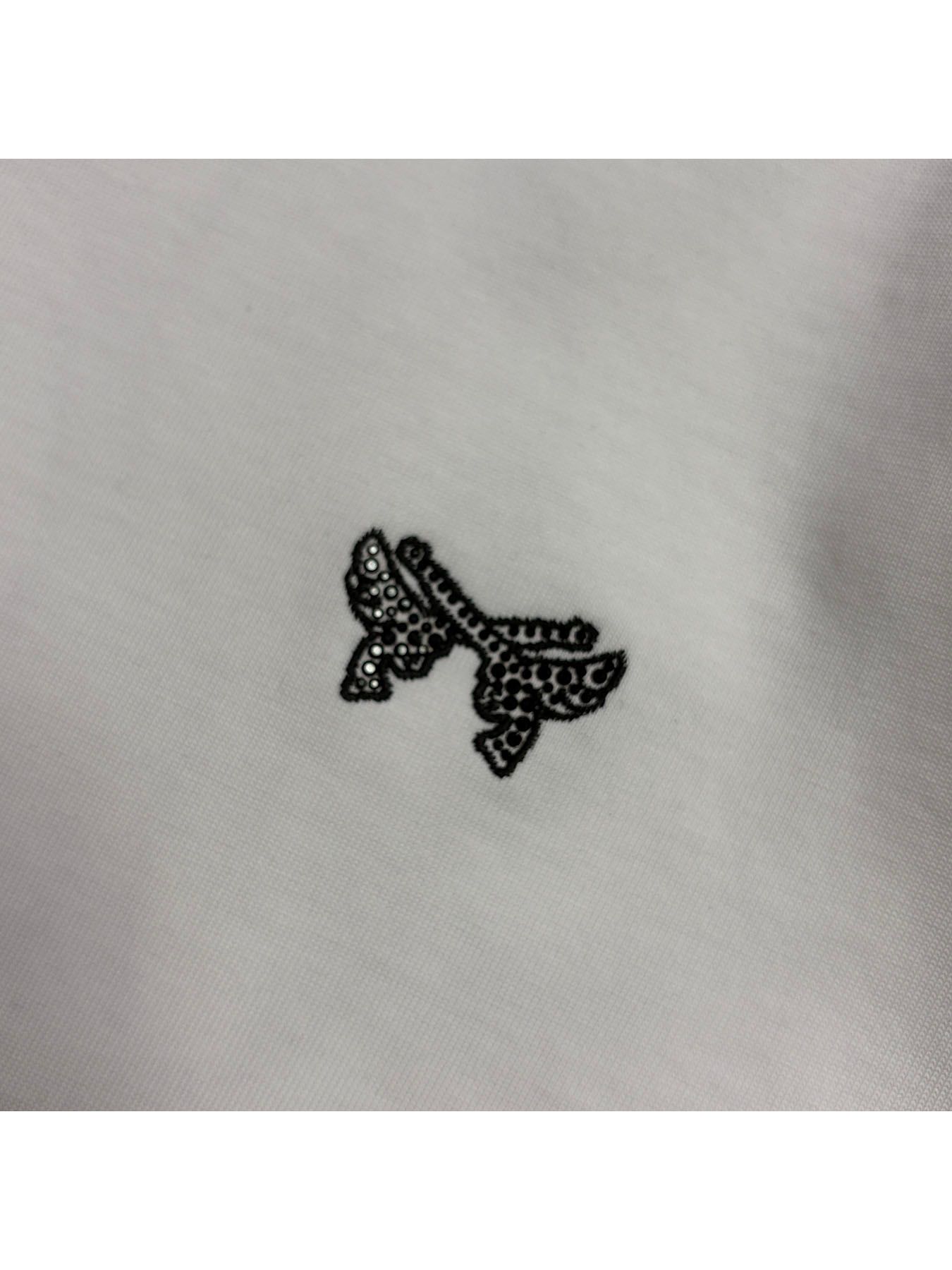 【予約品 3月9日(月) 18:00 締切】WING EMB PEACE L/S T / ウイングクロスガン刺繍 クリスタルPeace ロンT / ホワイト