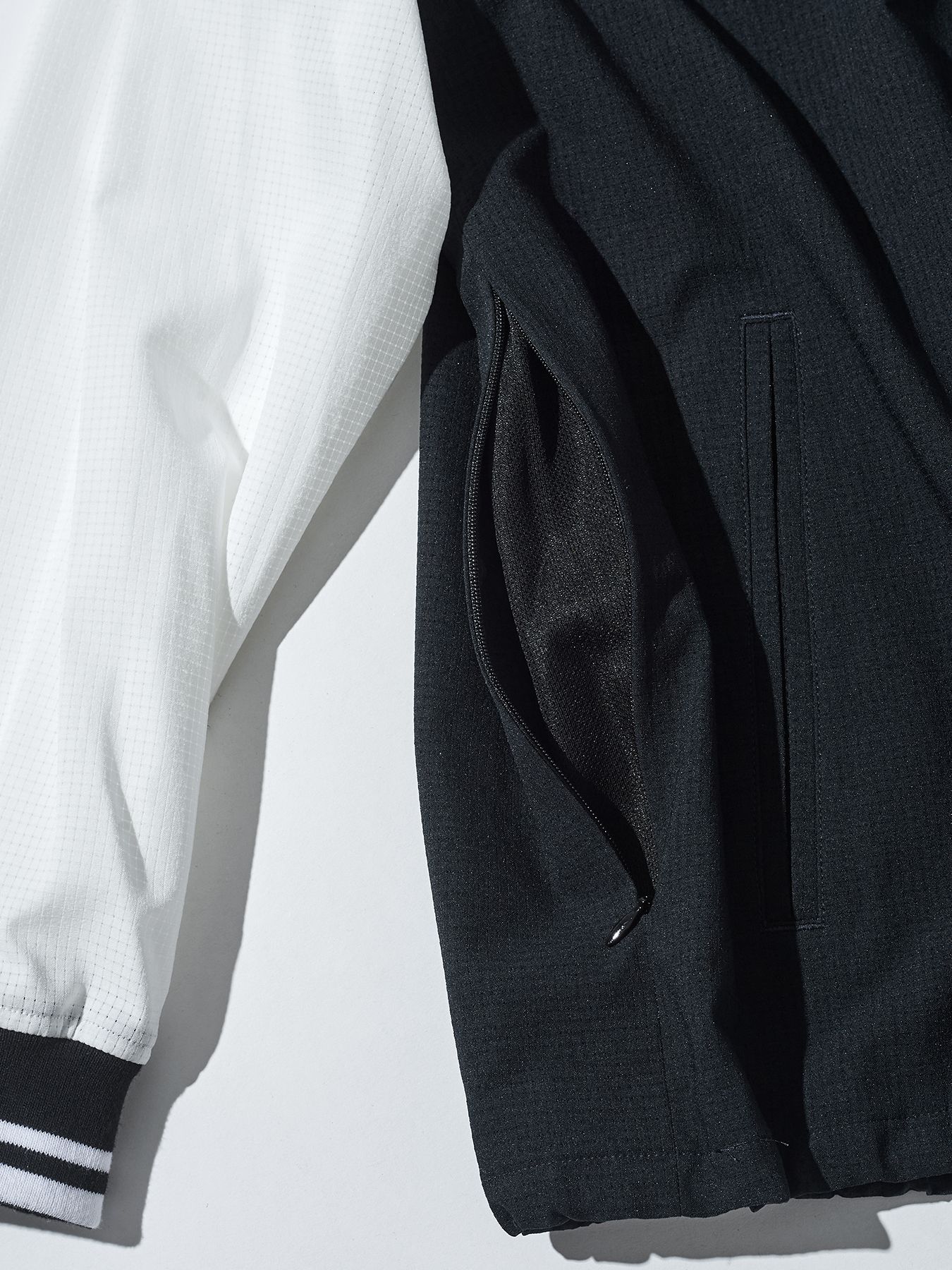 【予約品 10月9日(木) 締切】muta Dot Air(R) Ventilation Jacket / リブブルゾン / ブラック×ホワイト【Acanthus × muta MARINE】