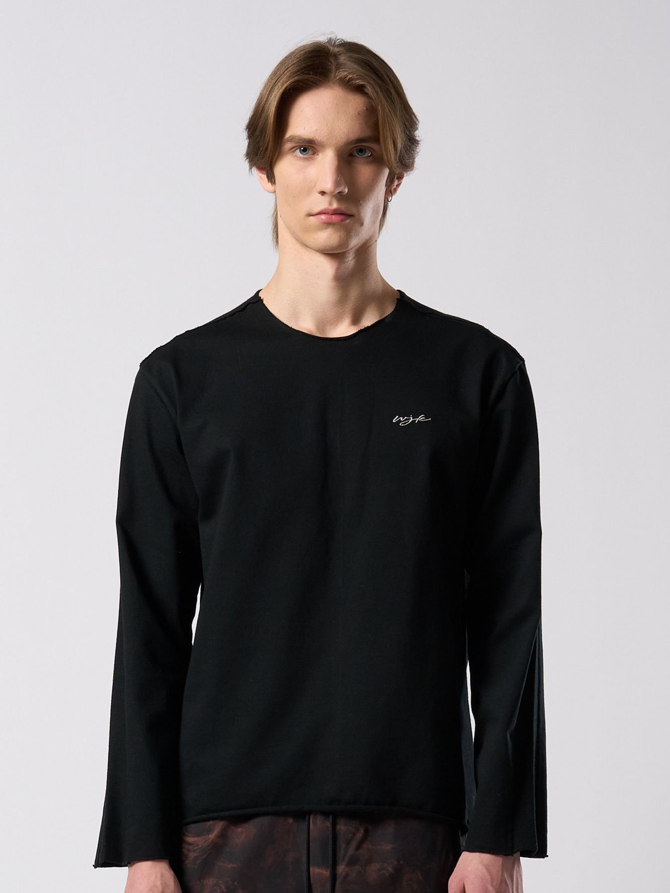 【予約品 4月19日(日) 18時締切】tight jersey cut-off L/S / タイトジャージー カットオフ ロングスリーブ / ブラック