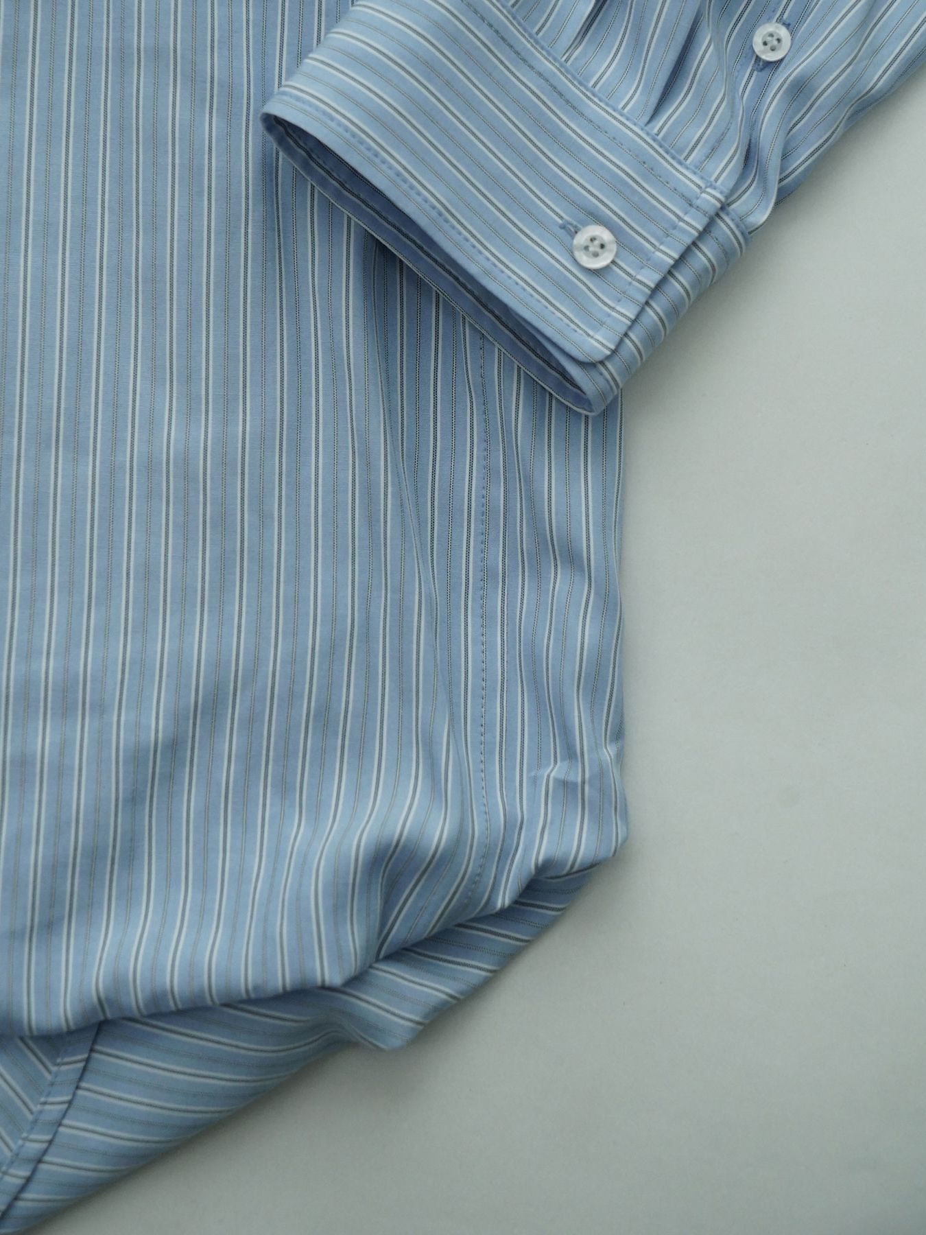 【予約品 10月26日(日) 締切】DOUBLESHIRT / レイヤード ストライプシャツ / SAX.st