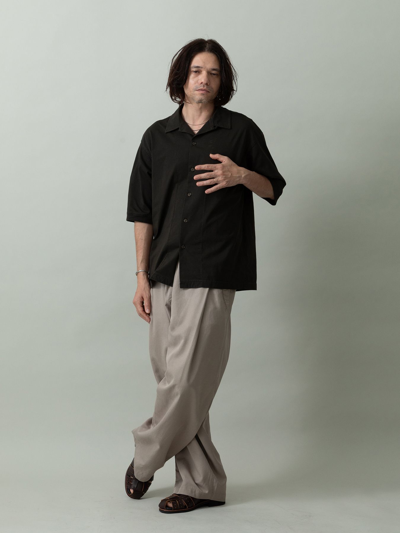 【予約品 2月1日(日) 締切】CUTSHIRTS / オープンカラーシャツ / スミクロ