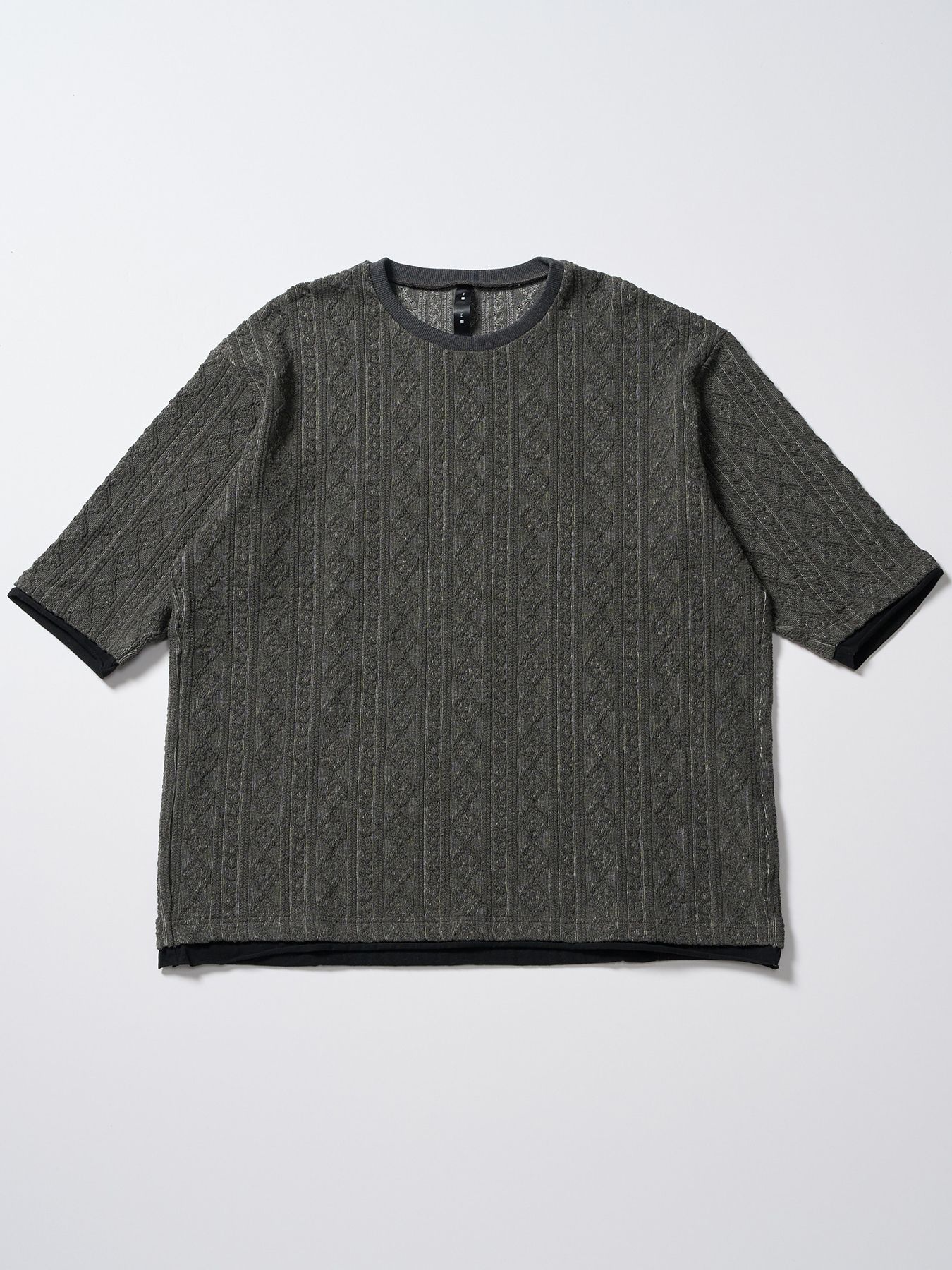 【予約品 1月25日(日) 締切】jacquard summer knit H/S / ジャガード サマーニット ハーフスリーブ / ブラック