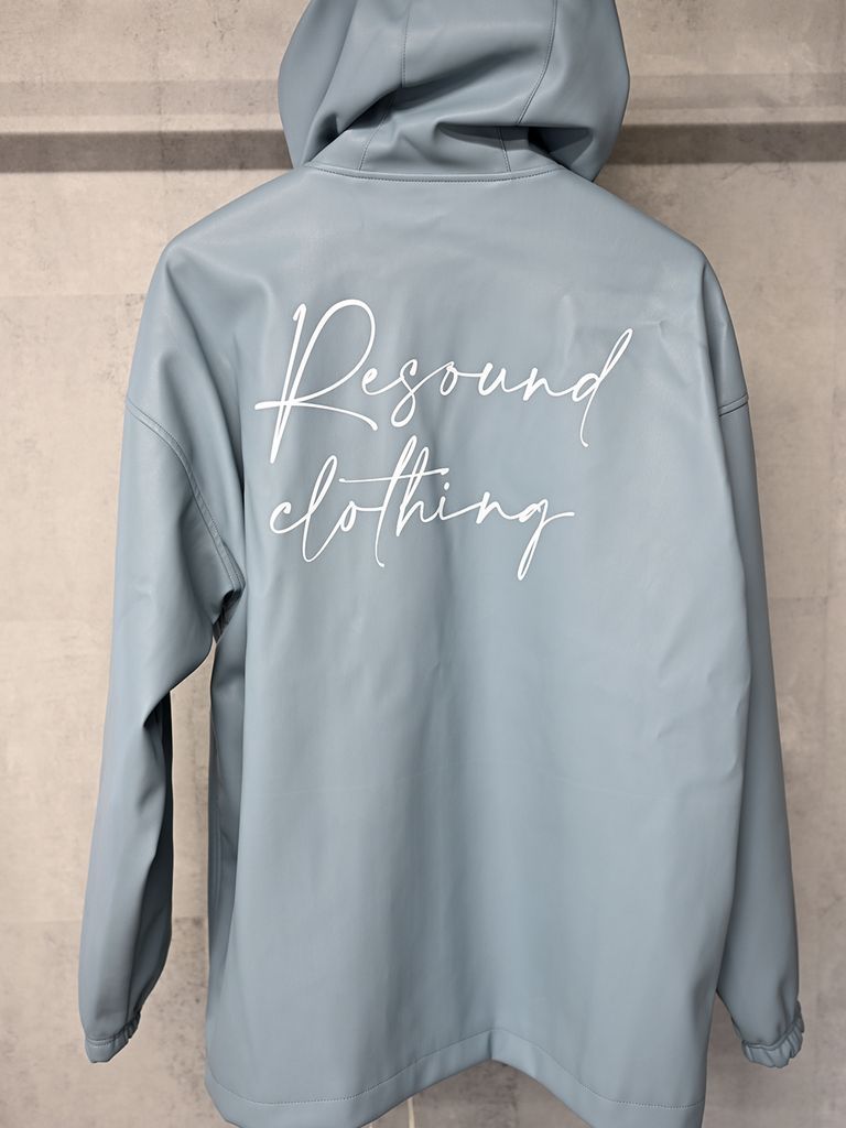 《予約品》 coach hoodie  / レザーコーチパーカー / サックス